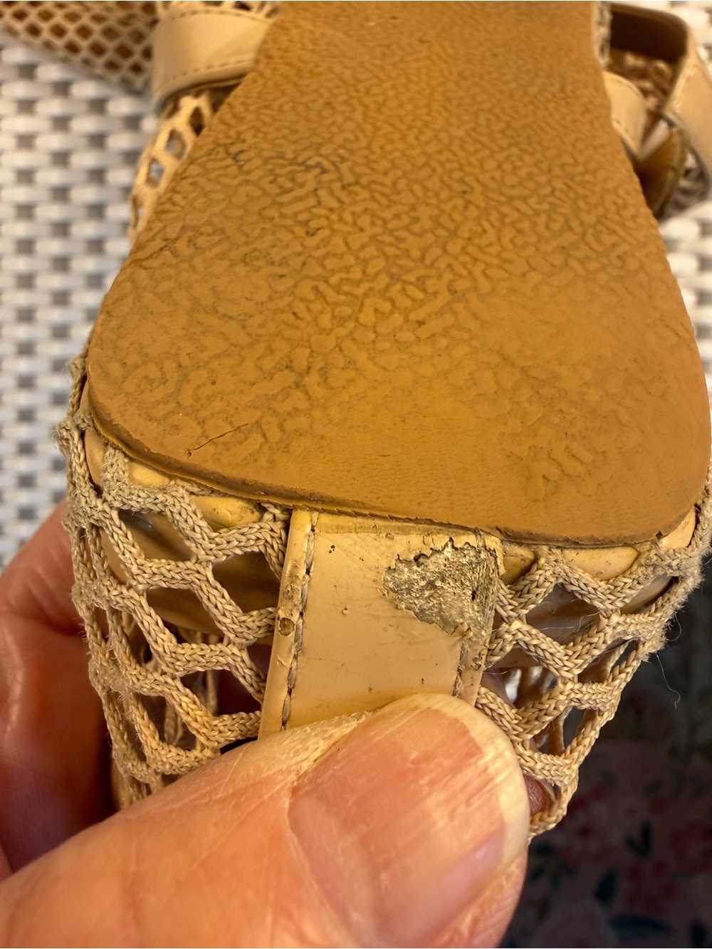 Women's Tan Mesh Mary Jane Flats - Picture 11 of 12